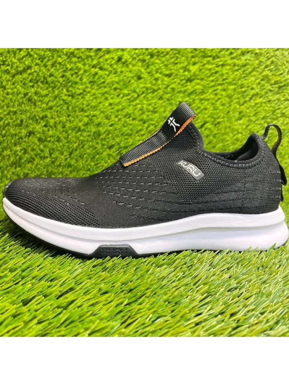 Kuru Atom Womens Size 6.5 Black White Athletic Walking Slip On Shoes Sneakers